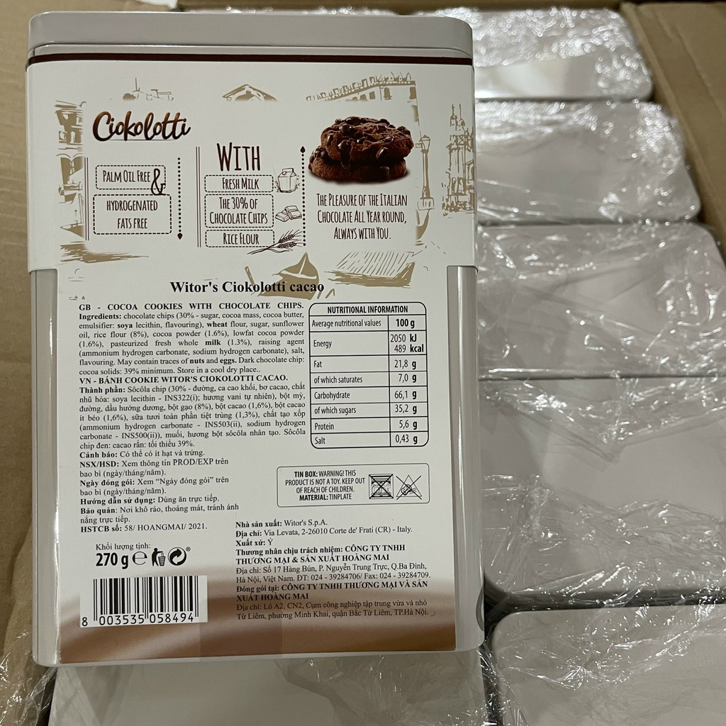 Bánh Witors Ciokolotti hộp thiếc 270g