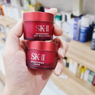 Kem dưỡng sk-ii skinpower airy milky lotion 15g, sk-ii skinpower advanced cream 15g
