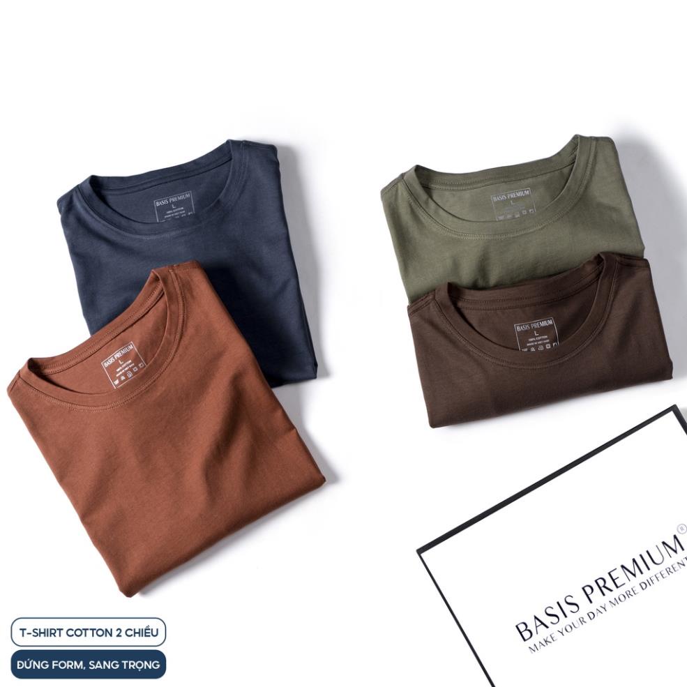 Áo thun nam cổ tròn cotton Premium 5 màu mới trẻ trung, lịch lãm Basis AT04 New ! 🐧