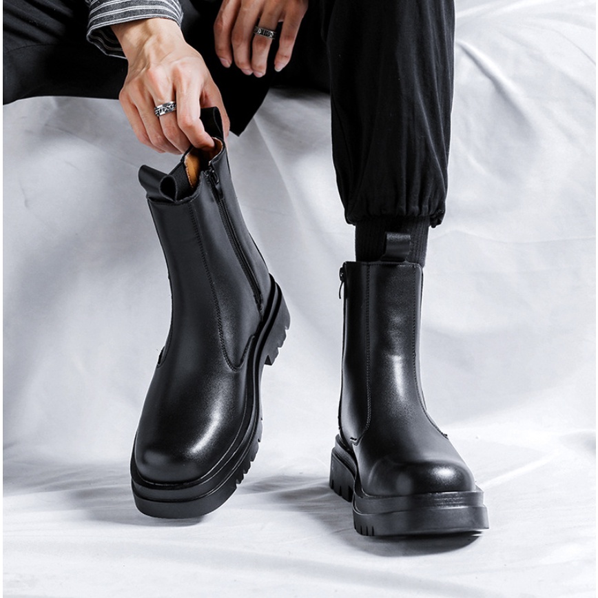 [DA XỊN + FULL BOX] Giày bốt da nam - Chelsea Boots - tăng chiều cao 7 cm (Hàng siêu cấp)