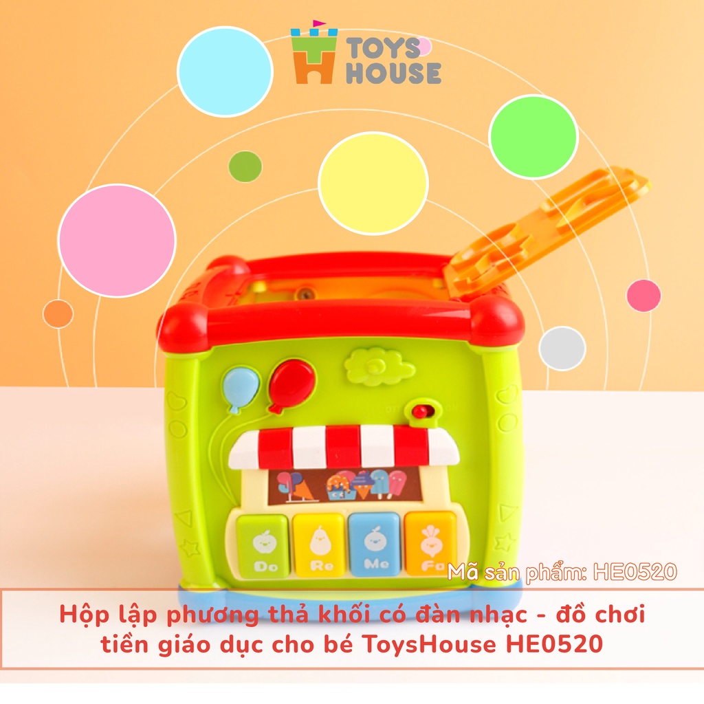 Đồ chơi thả hình khối, hộp lập phương có đàn nhạc - đồ chơi giáo dục cho bé từ 6 tháng ToysHouse HE0520