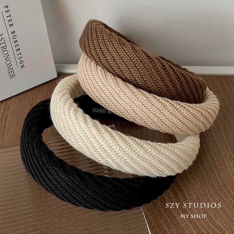 Băng Đô Cài Tóc Dệt Kim Viền Rộng Phong Cách Hàn Quốc Thanh Lịch Mới