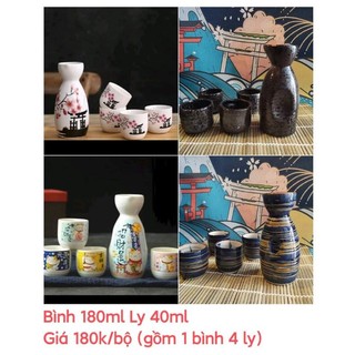 Bộ bình ly gốm sứ uống sake bình 180ml/300ml