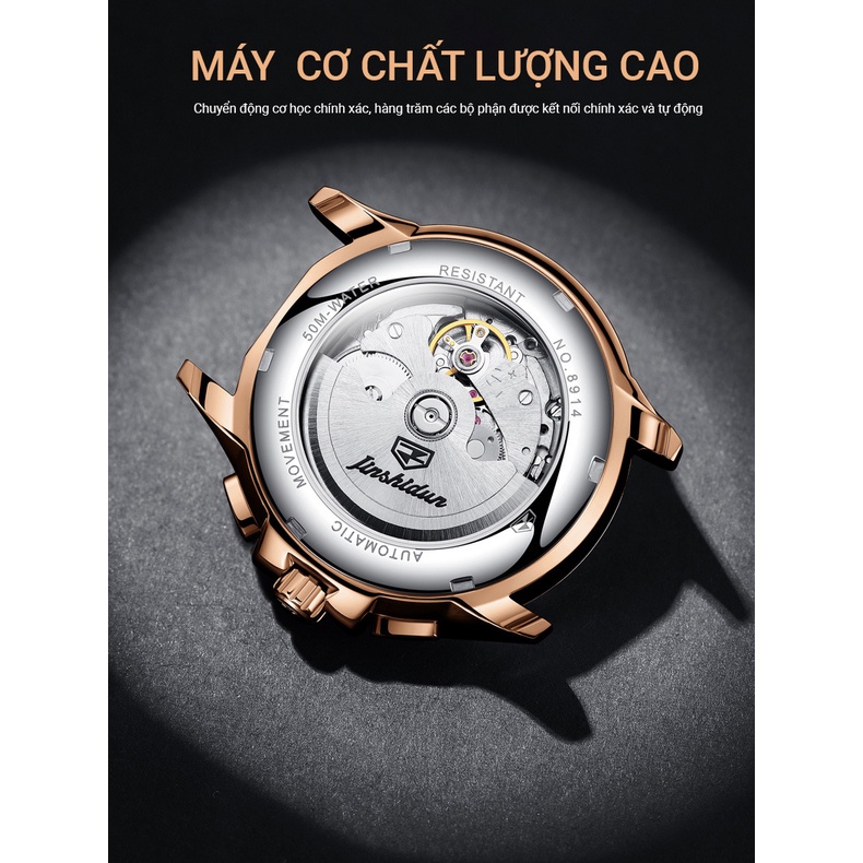 Đồng hồ nam cao cấp máy cơ size 42mm,dây đeo da,chống nước 50m,bảo hành toàn quốc 12 tháng Chính hãng Olevs