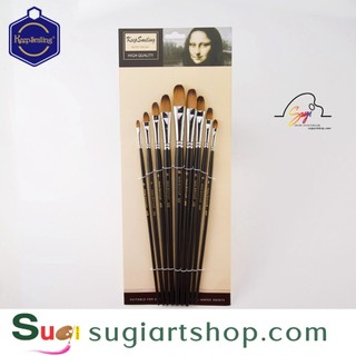 [ Sugi art shop ] Bộ cọ 9 CÂY vẽ đầu Oval Keep Smilling 803 - Bộ cọ vẽ màu nước / màu acrylic / màu gouche