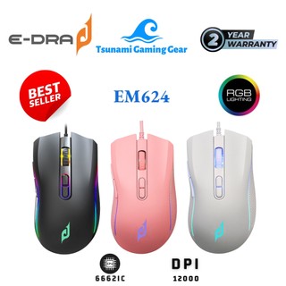 Chuột gaming E-Dra EM624 RGB/ 6662IC (PMW3327)/ DPI 12000 Bảo hành 2 năm