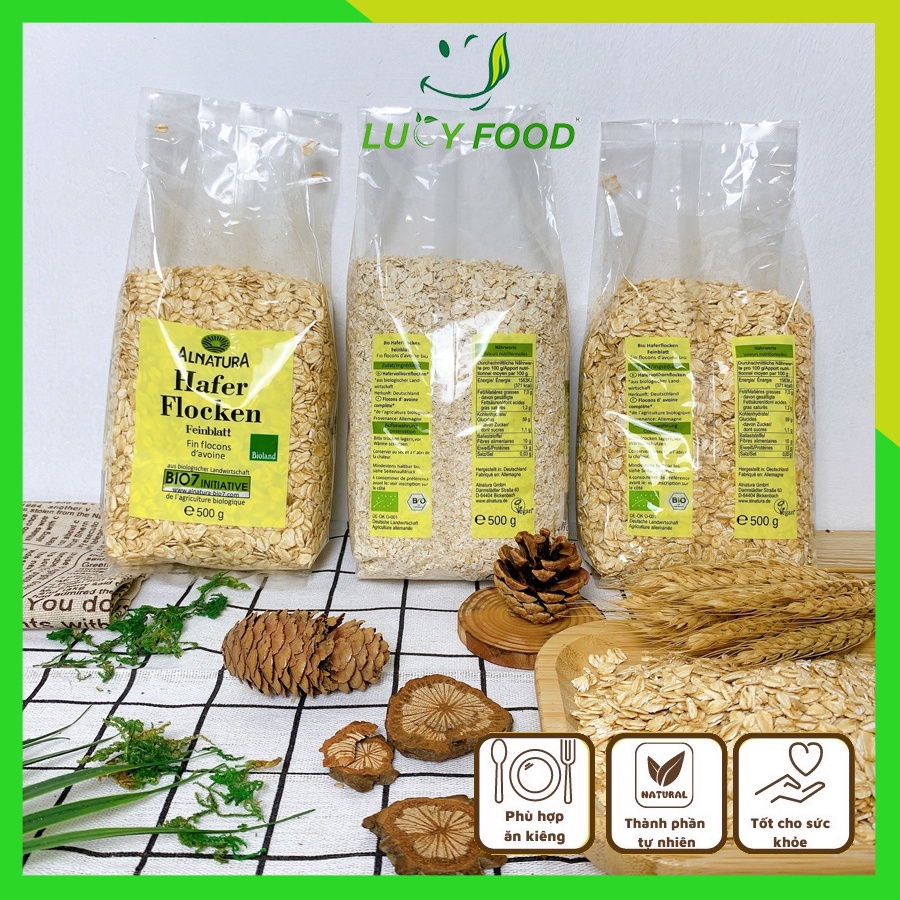 Yến mạch giảm cân ăn kiêng cán dẹt, cán vỡ tiện lợi, 5 phút ăn liền Hafer Flocken Nhập khẩu Đức chính hãng