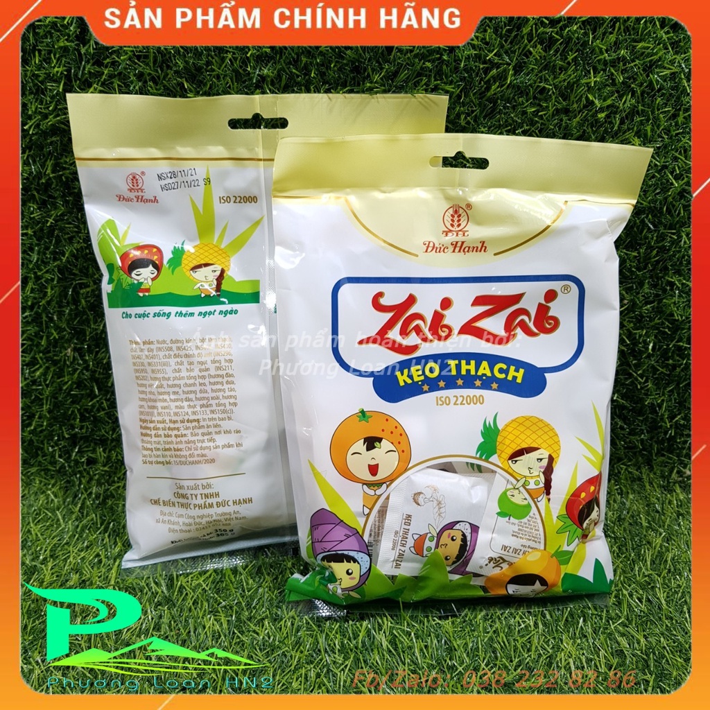 Kẹo thạch Zai Zai cái vuông nhai là thích hương vị trái cây tổng hợp túi 350g