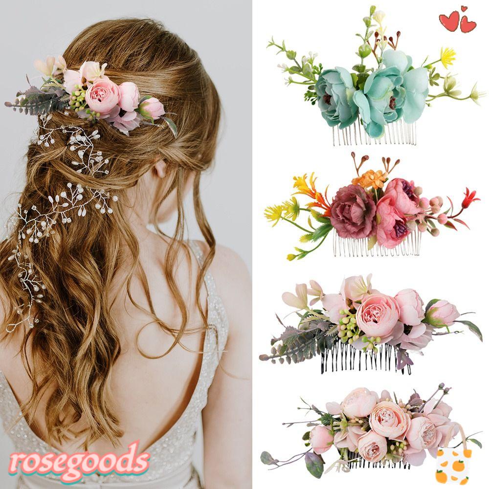 Lược Hoa Hồng Cài Tóc Cô Dâu|Đồ Trang Trí Tóc