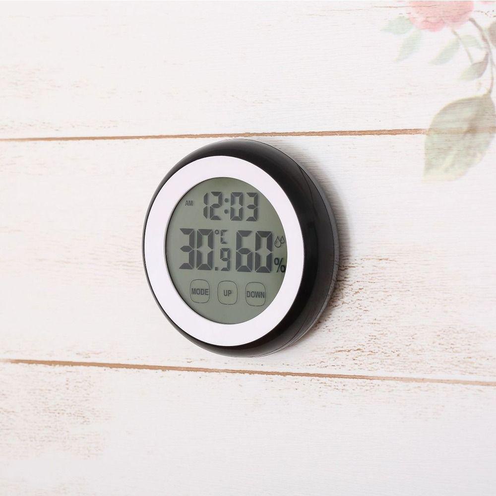 KUNHEV Digital Thermo-hygrometer Room Climate Round Humidity Gauge Alarm Clock