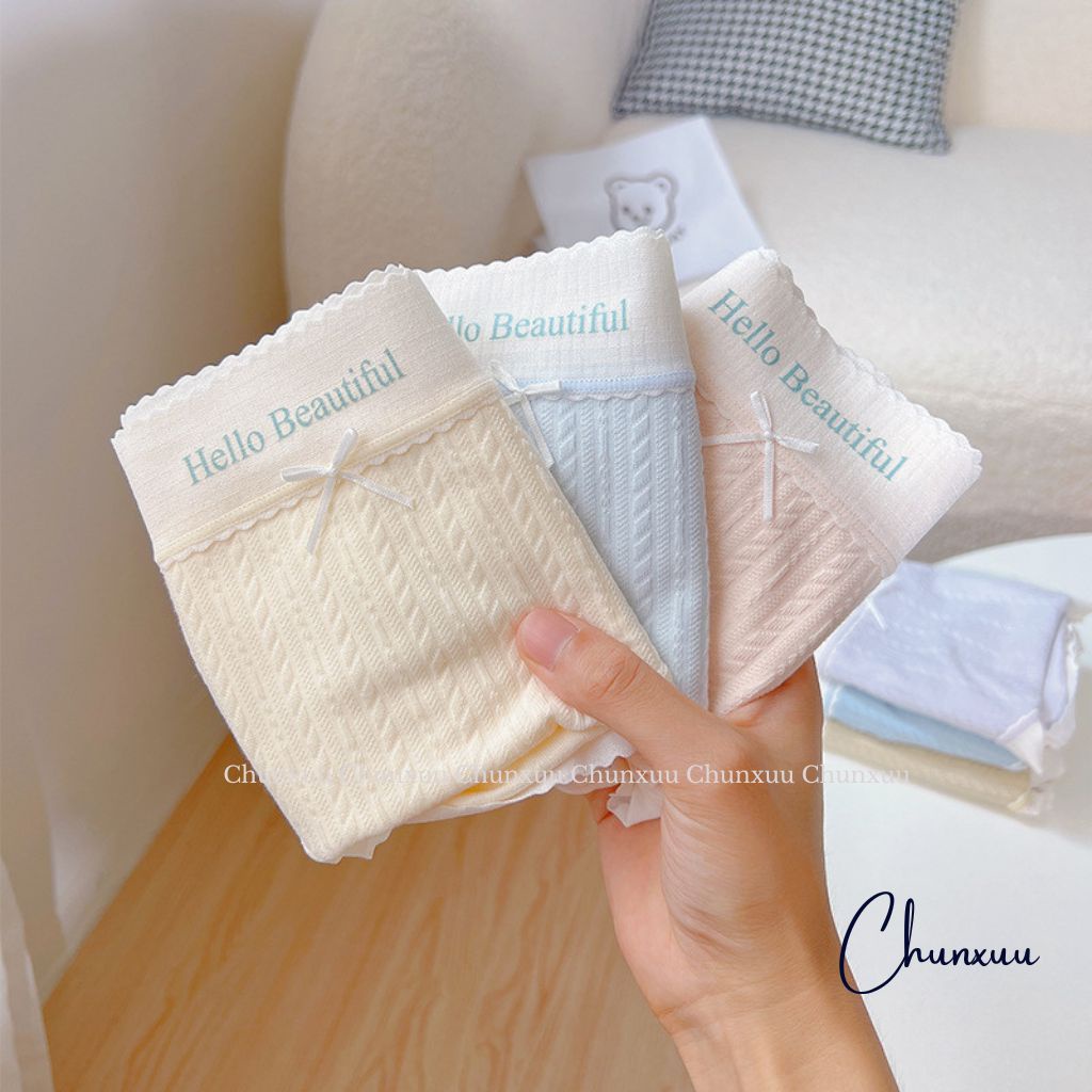 Quần lót nữ CHUNXUU vải cotton co dãn phối viền bèo cao cấp tông màu pastel ngọt ngào - QC136