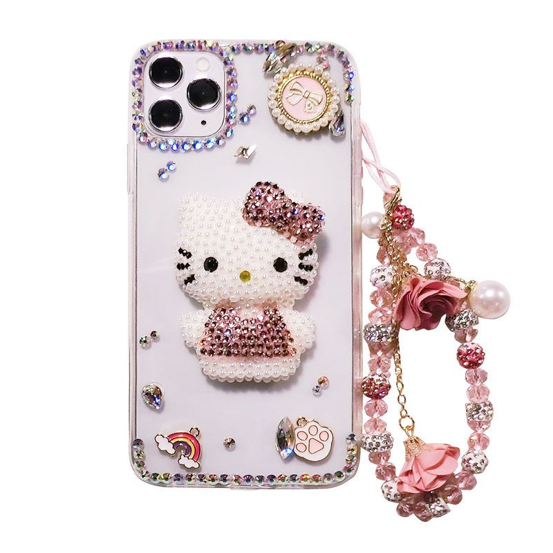 Ốp Điện Thoại Hình Mèo Kitty Đính Đá Cho Iphone 14Promax 12 11 13 XS XR 7 8 Plus Phone Case