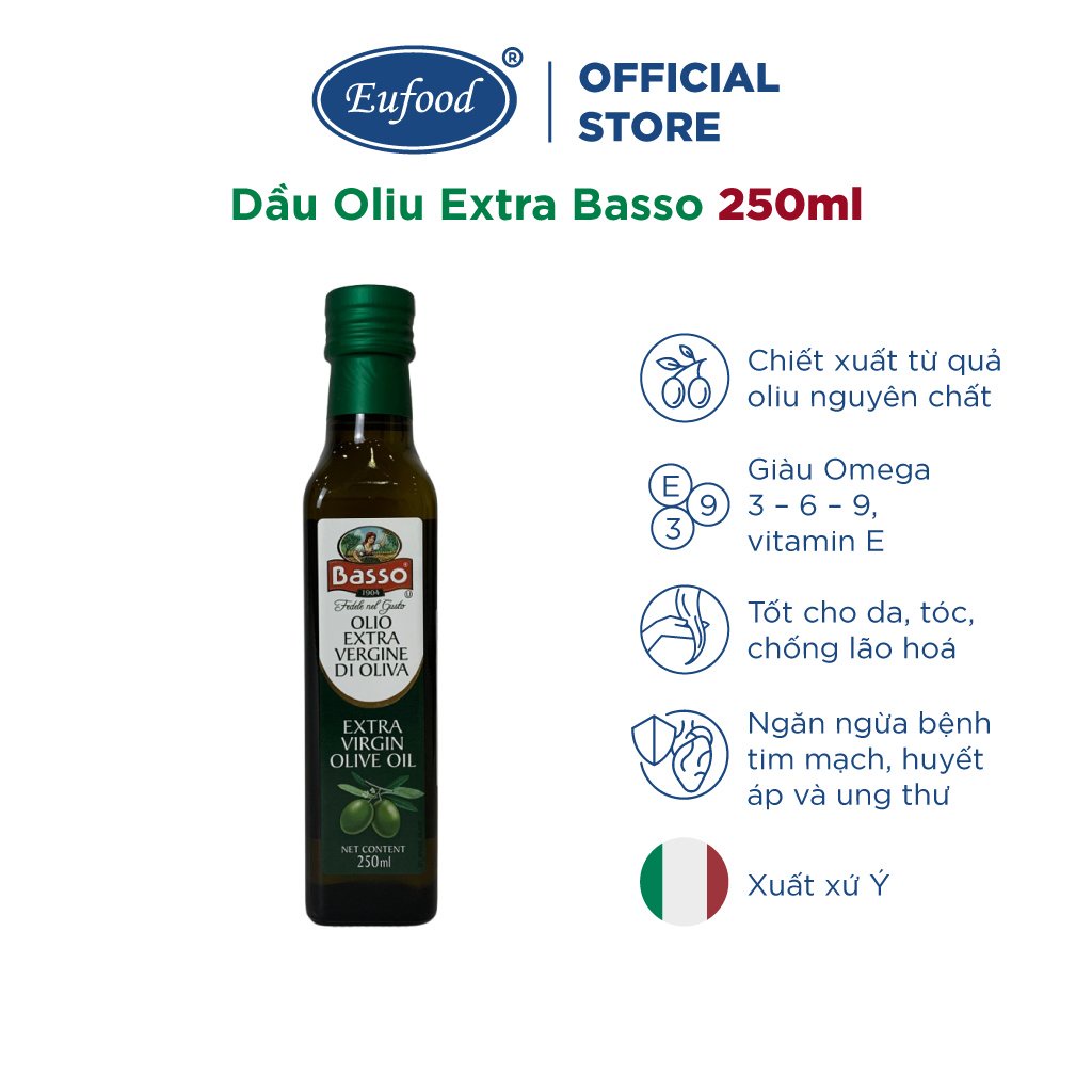 Dầu Olive Nguyên Chất Extra Basso - EUFOOD Việt Nam