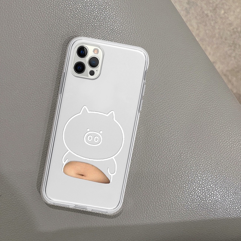 Ốp điện thoại iphone lợn đầu to béo bụng cạnh vuông cho 6/6splus/7/7plus/8/8plus/x/xr/xs/11/12/13/14/pro/max/plus/