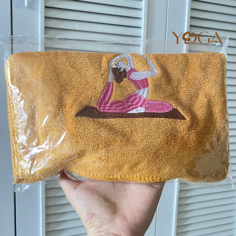 Khăn lau mồ hôi tập Yoga , kích thước 110cm x 25cm khăn thêu vải cotton cao cấp pha nhung mềm mại thấm hút mồ hôi