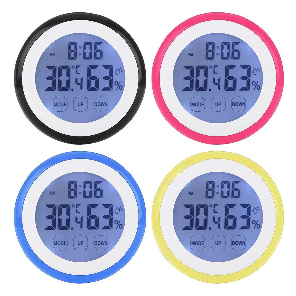 KUNHEV Digital Thermo-hygrometer Room Climate Round Humidity Gauge Alarm Clock