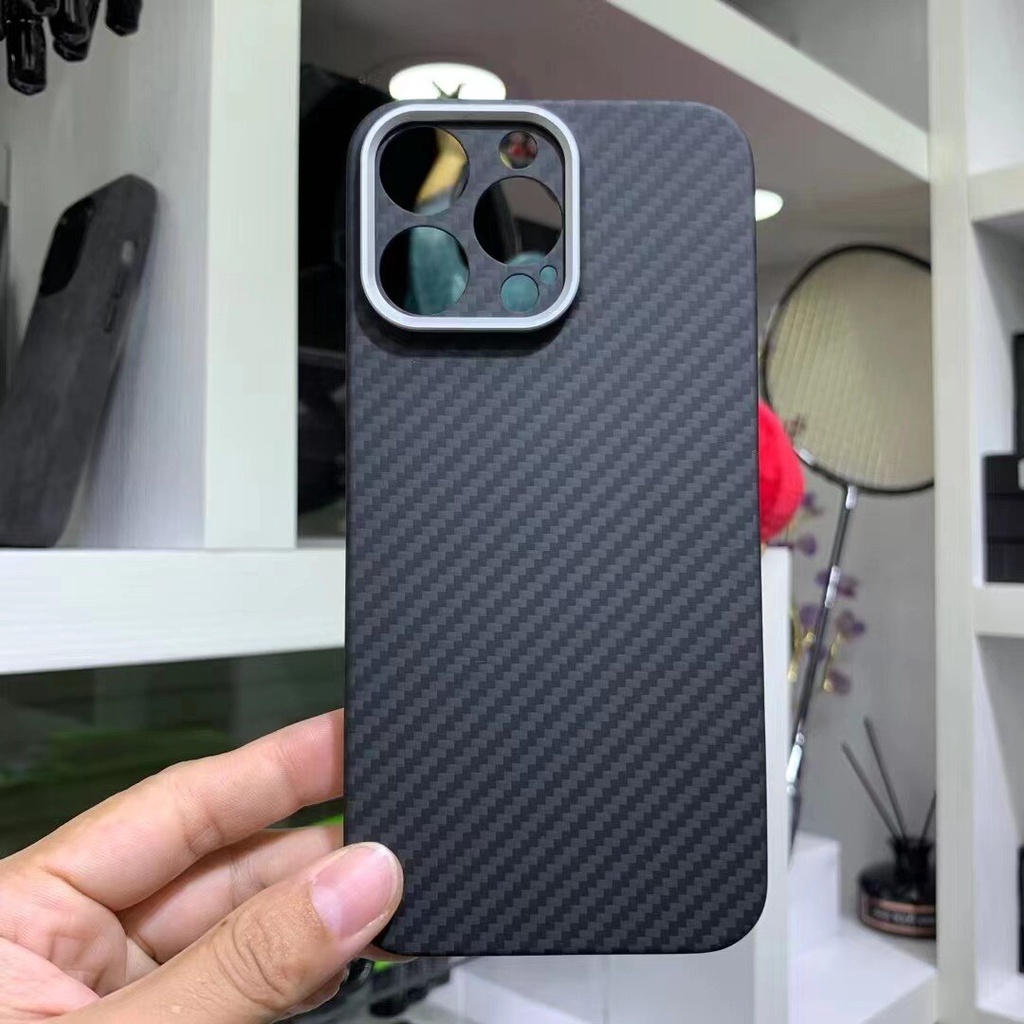 Ốp Điện Thoại Sợi Carbon Siêu Mỏng Có Vòng Nhẫn Bảo Vệ Camera Cho iphone 14 Pro Max 14 Plus