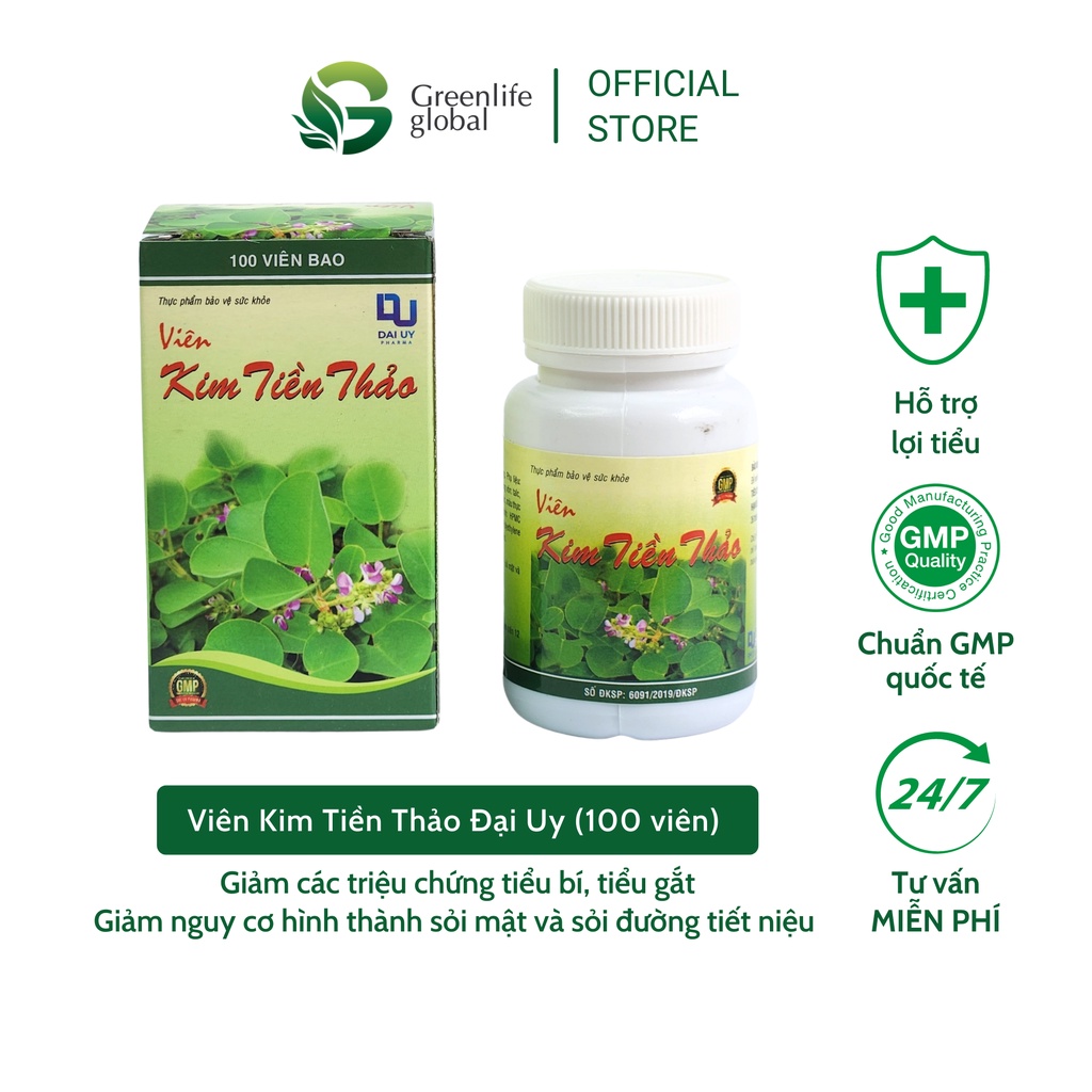 Viên KIM TIỀN THẢO chính hãng Đại Uy 100 viên - Giúp lợi tiểu, hỗ trợ giảm nguy cơ sỏi mật và sỏi đường