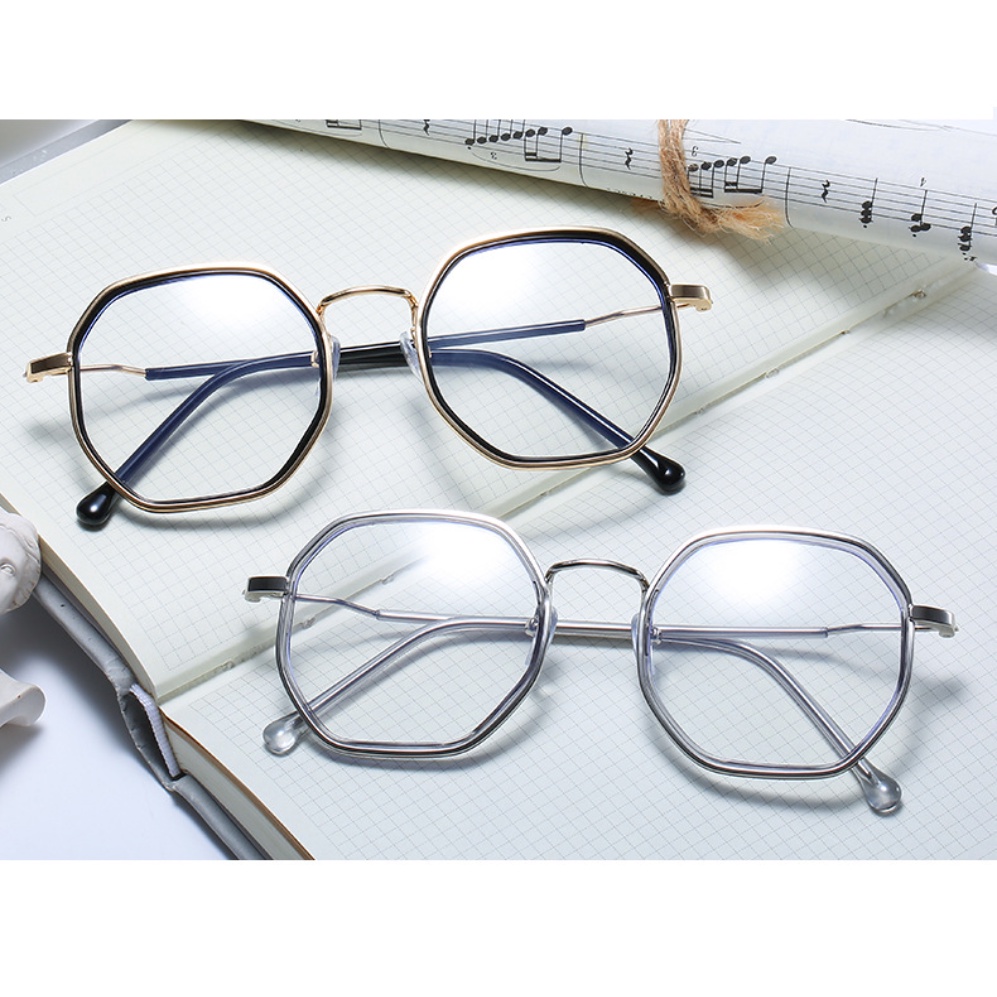Kính Cận Thị Tròng Đa Giác Chống Ánh Sáng Xanh Chống Ánh Sáng Xanh Phẳng Độ Nét Cao Cho Học Sinh Nam Và Nữ