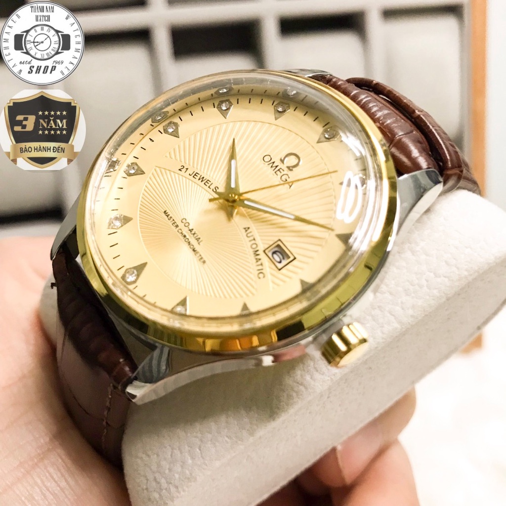 Đồng hồ Nam Omega OMG07 Dây da cao cấp, Full hộp, Mặt Sapphire chống xước, chống nước thẻ bảo hành 36 tháng