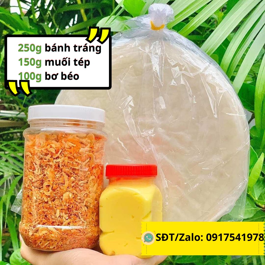 COMBO Bánh Tráng Phơi Sương + Muối Tôm Hành Phi + Bơ Béo SIÊU NGON 500g - 800g