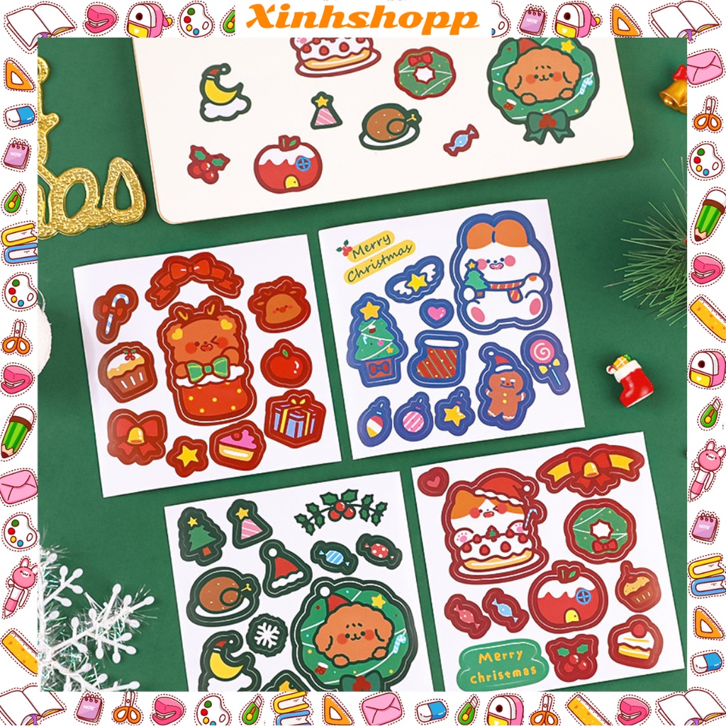 [Sỉ 1k] Tấm Sticker Giáng Sinh 10x10cm