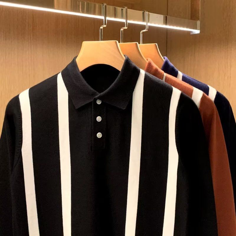 Áo Sweater Dệt Kim Kẻ Sọc Phối Màu Tương Phản Kiểu Retro Thời Trang Thu Đông 2022 Cho Nam