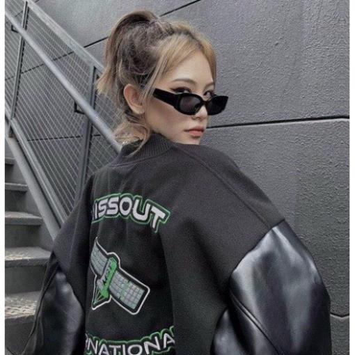 Áo khoác bomber Miss Out Varsity Jacket vải nỉ phối tay da, áo bomber bóng chày nam nữ unisex form rộng - Kapo2000