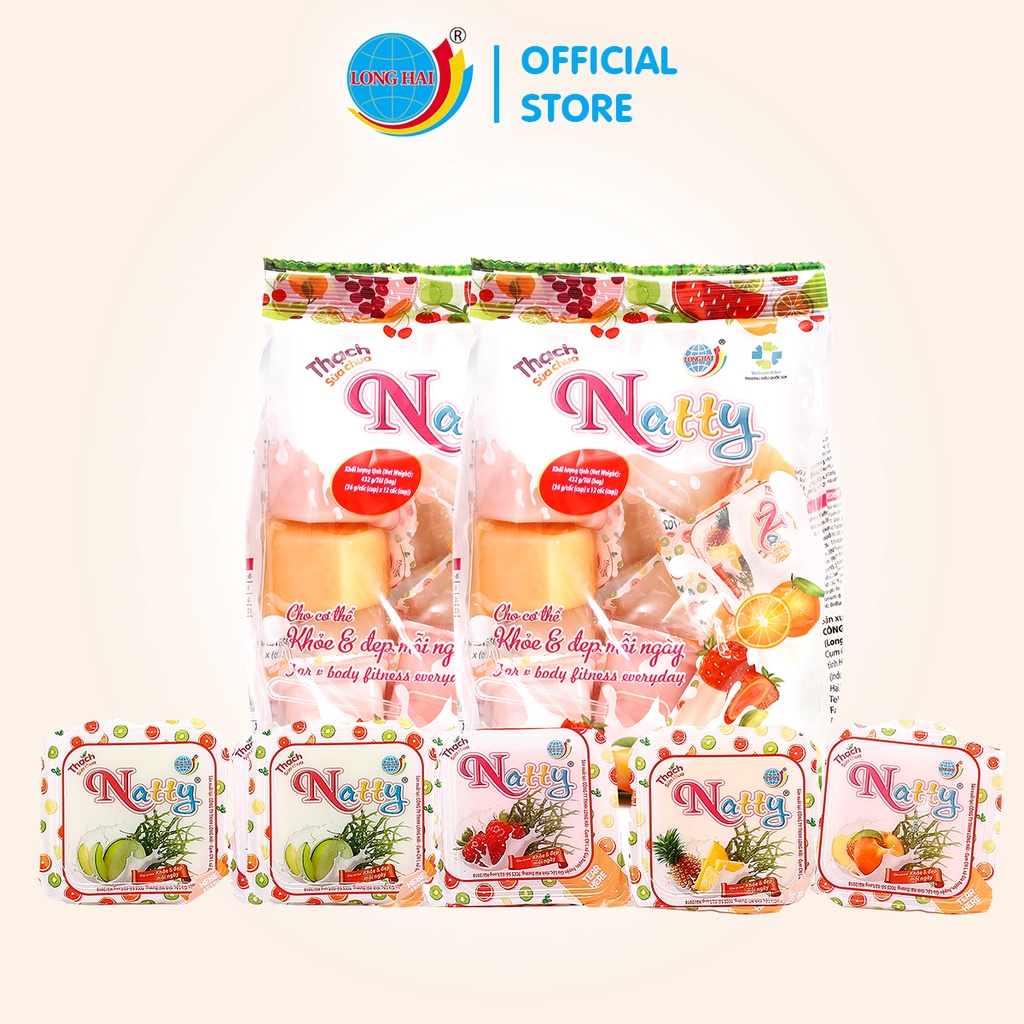 Combo 2 gói Thạch Sữa Chua Natty Long Hải Túi Quai Xách Trọng Lượng 432 G