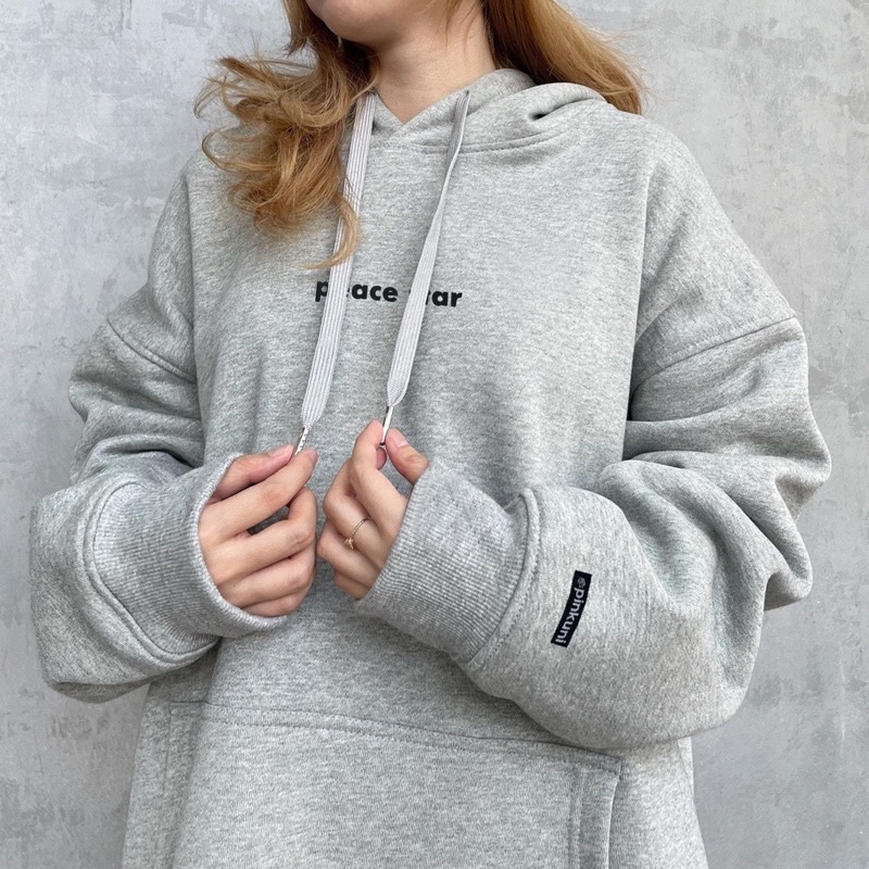 Áo Khoác HOODIE nỉ bông mũ to 2 lớp Unisex form rộng in Silicon dẻo PEACE STAR | BigBuy360 - bigbuy360.vn