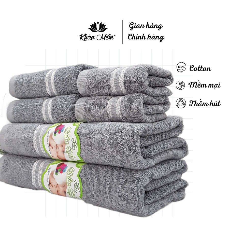 Bộ Combo 6 Khăn Cao Cấp Khăn Mềm Gia Đình 100% Cotton, Không Ra Màu, Không Xổ Lông, Thấm Hút Nước Siêu Tốt