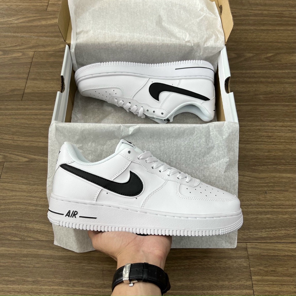 Giày Nike AF1 Force 1 Trắng Vệt Đen/ Giày Sneaker AF1 Thể Thao Nam NữTrắng Tích Đen Bản S.C