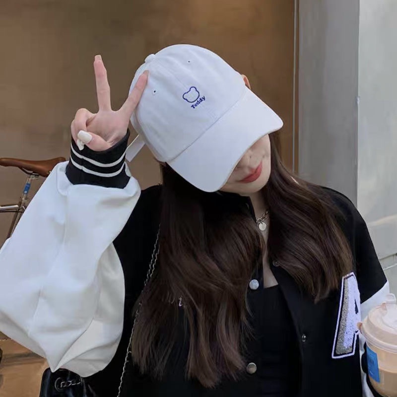 Mũ lưỡi trai THE CAPAL thêu họa tiết gấu hoạt hình dễ thương dành cho nữ