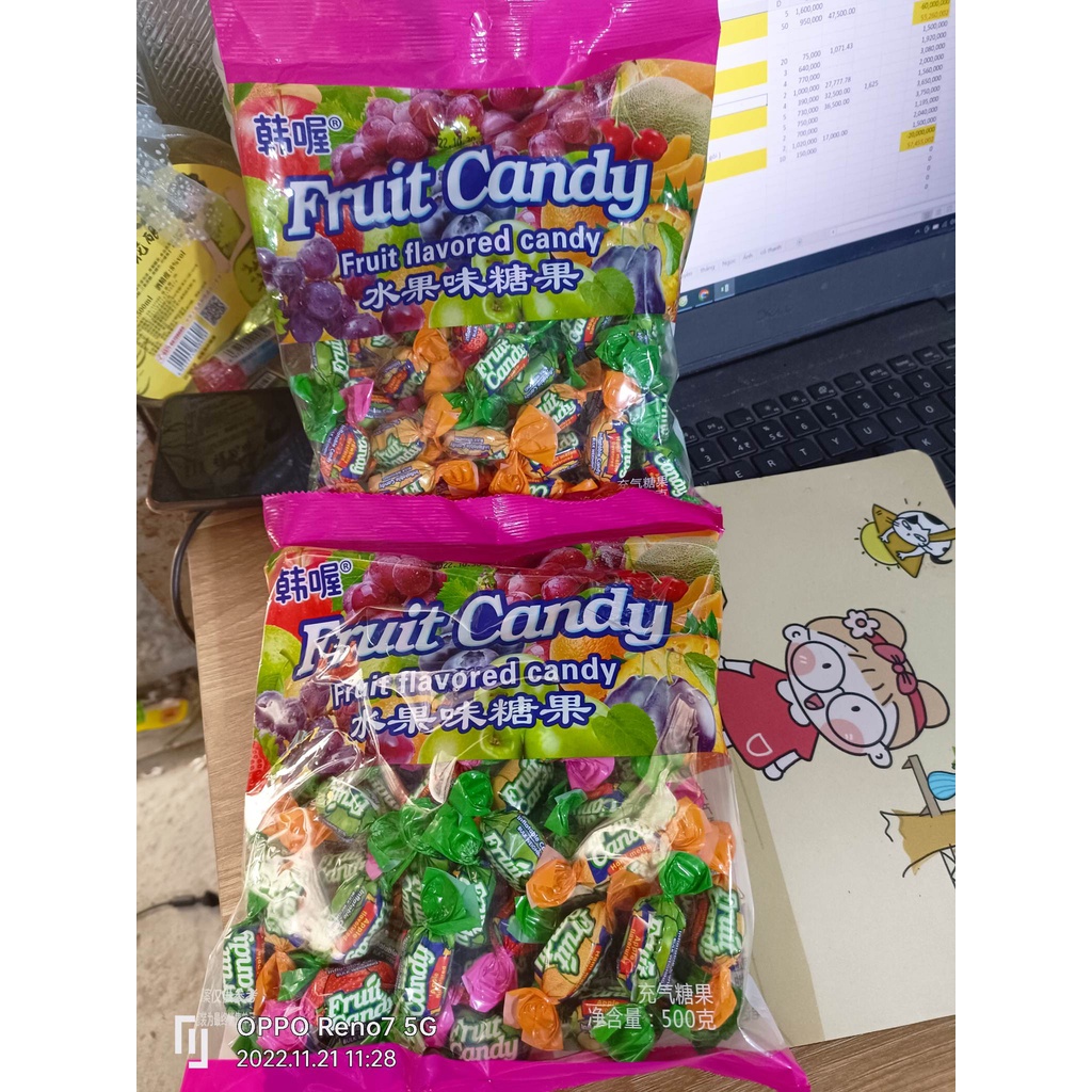 [ Hàng tết ] Kẹo dẻo trái cây/ Kẹo mềm hoa quả Fruit candy gói 500g