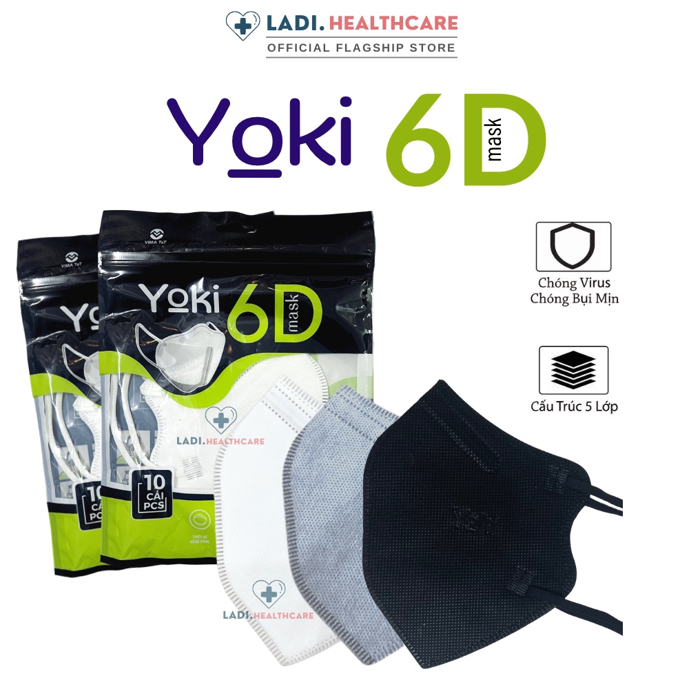 [SET 50Cái] Khẩu trang 6D YOKI Mask, Khẩu trang y tế 2.5PM kháng khuẩn 5 Lớp Dày hàng chính hãng công ty