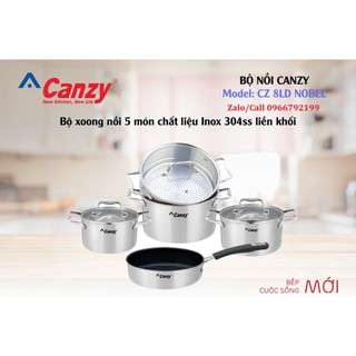 Bộ nồi cao cấp canzy cz 8ld noble - inox 304ss đáy đúc liền khối, 5 món chuyên dụng bếp từ