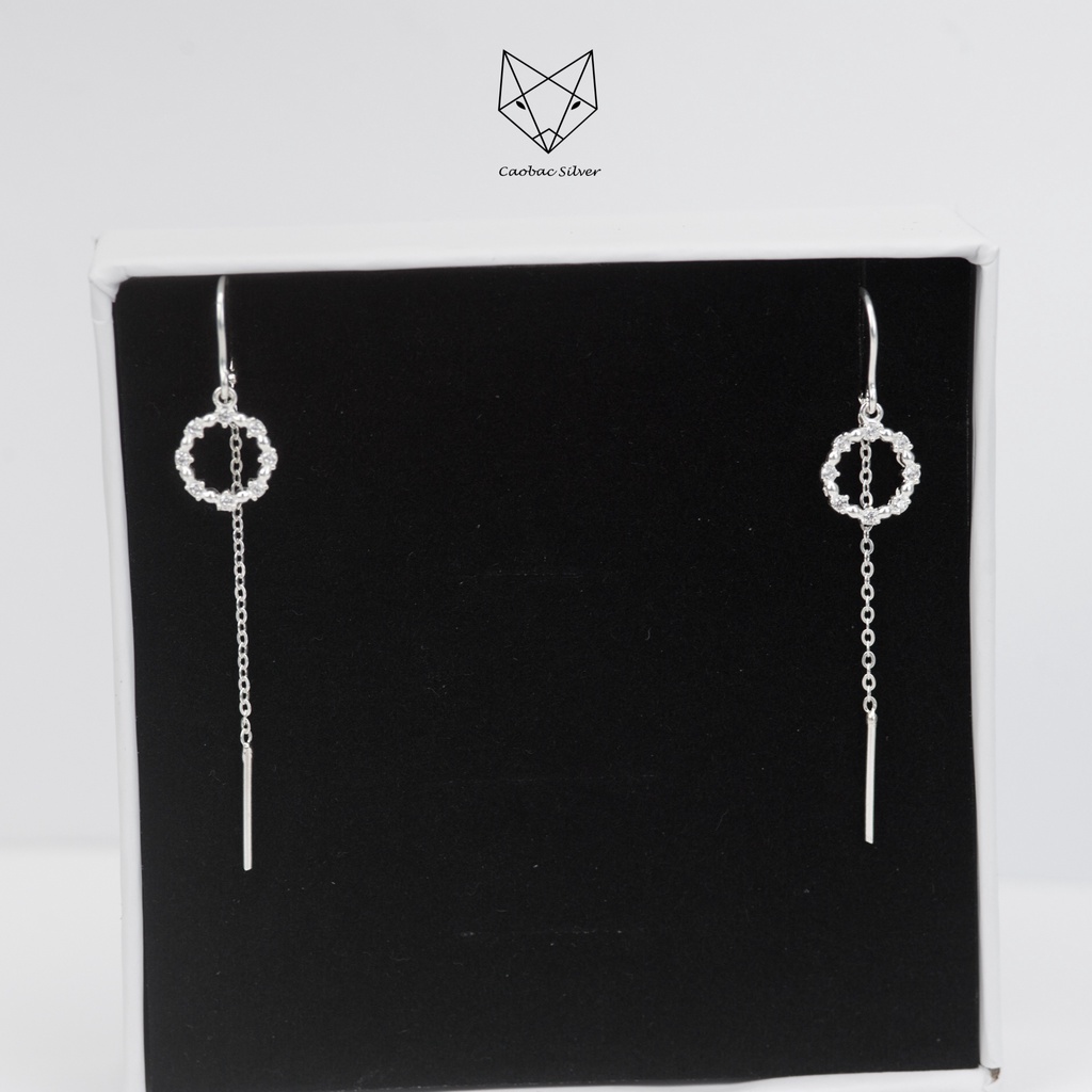 Khuyên Tai Bạc Ta Nữ CaoBac Silver Huyền Thoại Biển Xanh Thiết Kế Dây Rút Xinh Xắn Món Quà Dành Cho Bạn Gái