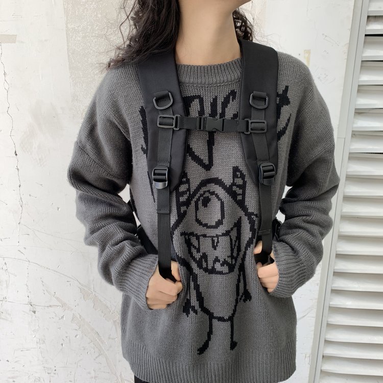 IELGY Balo Màu Đen Cỡ Lớn Thiết Kế Đơn Giản Dễ Phối Đồ Cho Nữ