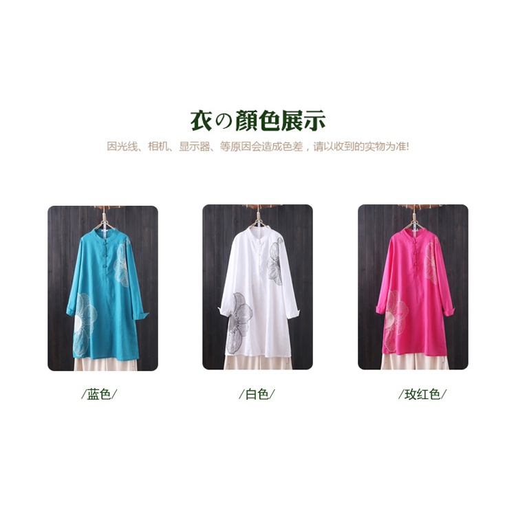 Áo Sơ Mi Vải Lanh Dài Tay Thêu Họa Tiết Dân Tộc Phong Cách Mới Cho Nữ