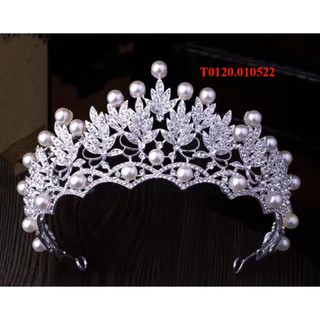 Vương miện hạt trai cô dâu đính đá đẹp lấp lánh