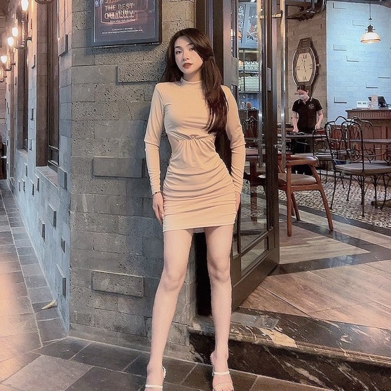 Váy Len Body Cut Hở Lưng Sexy Bùi Đượm Concept, Đầm Dự Tiệc Bó Sát Tay Dài Dáng Ngắn Cắt Hở Lưng Phối Dây Xích BĐ52