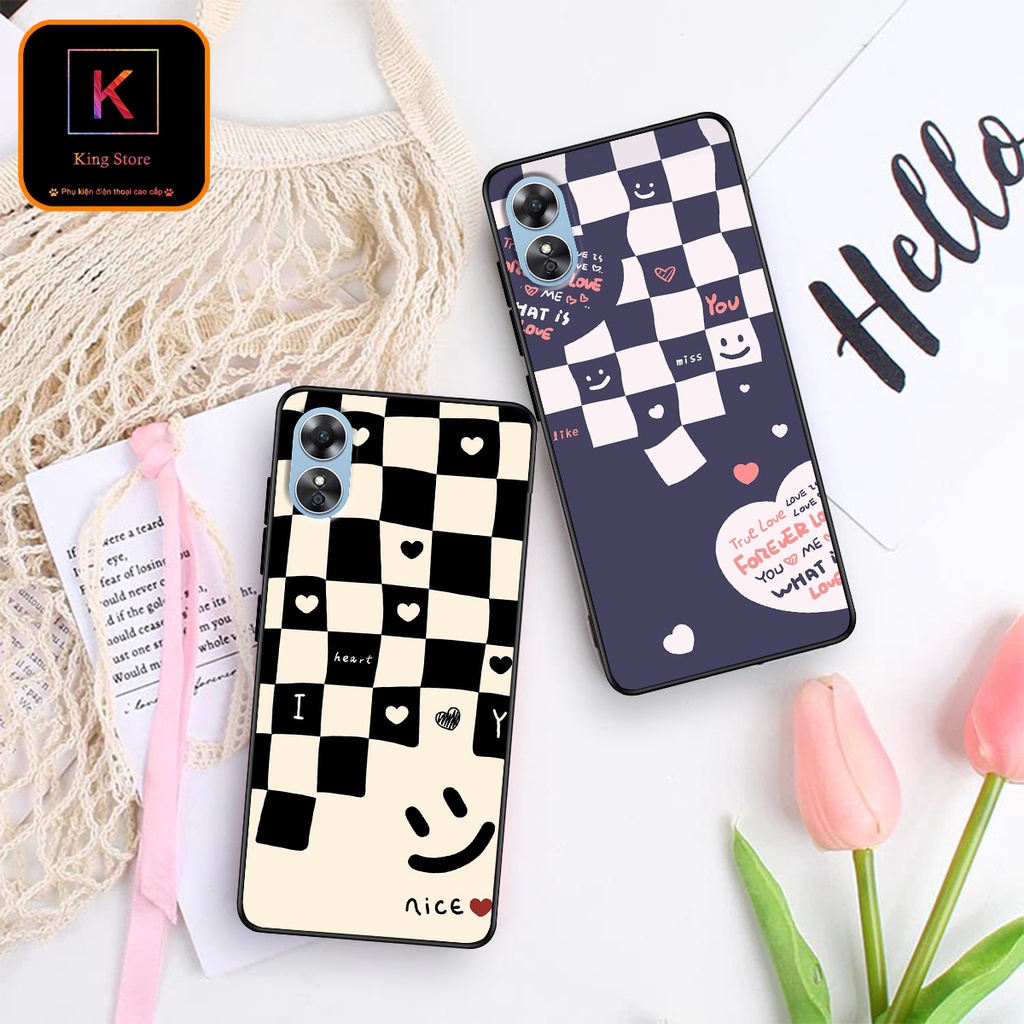 Ốp lưng Oppo A17 - A17k in hình họa tiết caro - Chất liệu TPU cao cấp