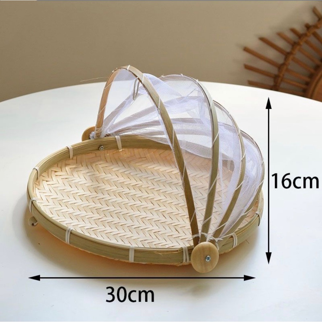 Mẹt tre lồng bàn mùng gắn tấm chắn nhiều size 30cm, 35cm, 42cm#longban#longbandaythucan#longbanthongminh#longbandep