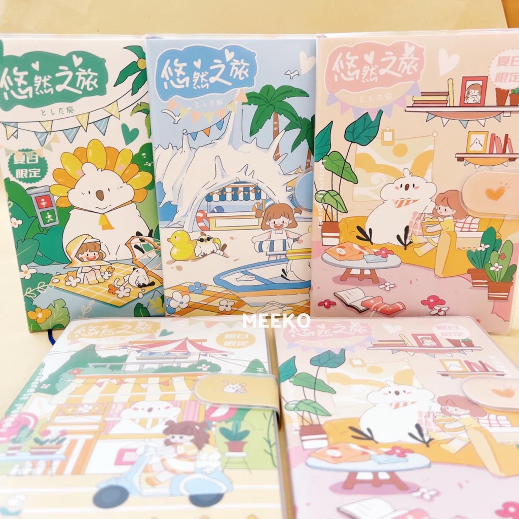 Sổ tay dễ thương Pami Daily bìa da khóa nam châm  MEEKO