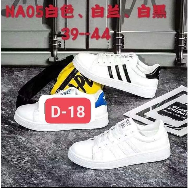 Giày adidas trơn 3 vạch, giày thể thao nam D18