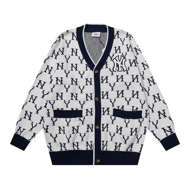 Áo Khoác Cardigan N.Y Trắng Đen Phối Viền Nam Nữ mẫu mới