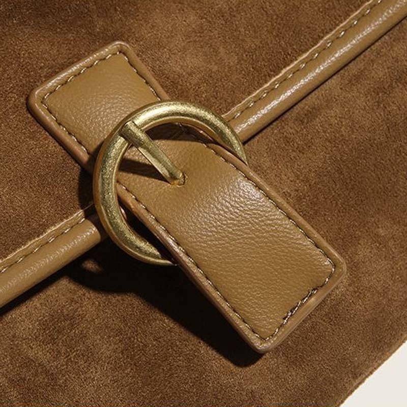 Oeteo shop Túi Xách Đeo Vai Nắp Lật Màu Nâu Phong Cách Cổ Điển Cho Nữ