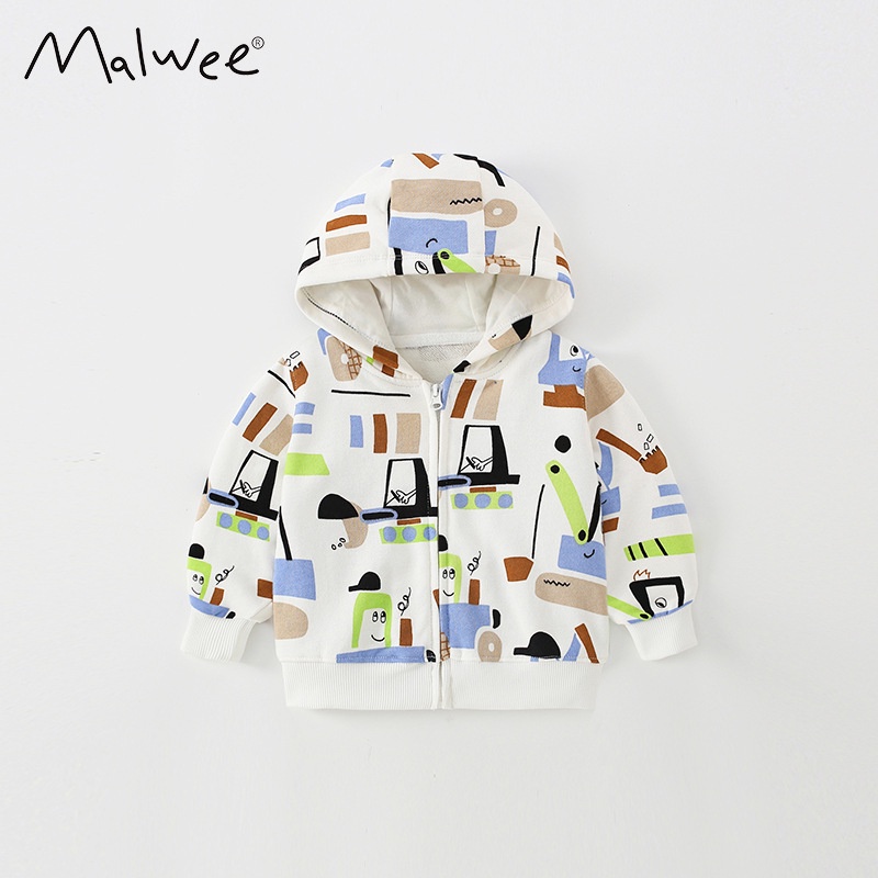 Mã 7141 áo khoác nỉ da cá có mũ hình ô tô của Malwee cho bé