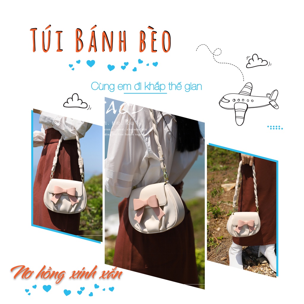 Túi xách nữ đeo nhiều kiểu nơ hồng xinh xắn dáng tiểu thư tuyệt đẹp Capucha T66