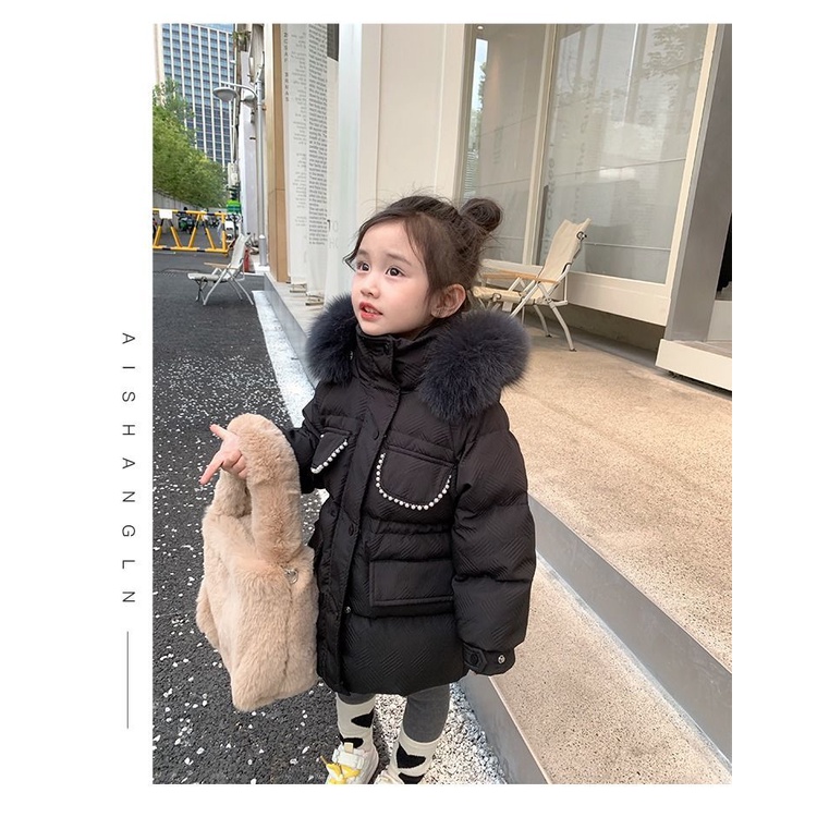 Áo Khoác Phao Đệm Cotton Dáng Dài Có Nón Thời Trang Mùa Đông 2022 Mới Mẻ Cho Bé Gái